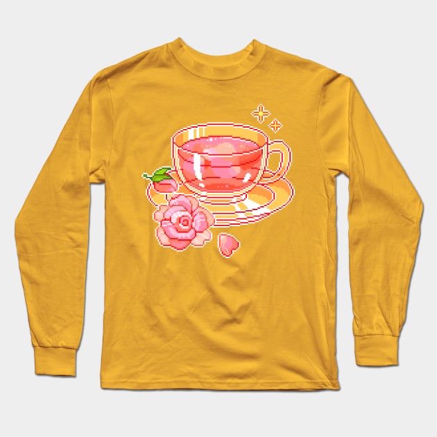 Rose Tea Long Sleeve T-Shirt by pixelins